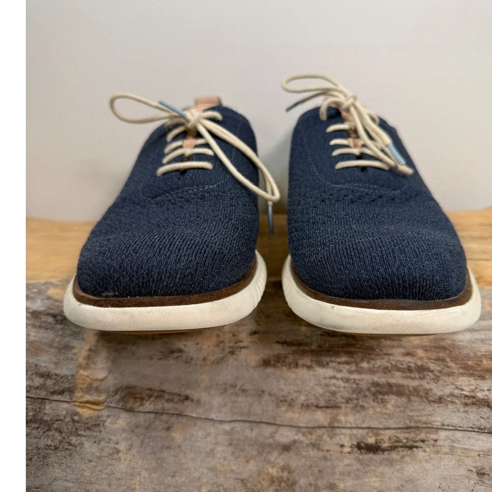 Cole Haan Zerogrand‎ Stitchlite Men Navy Knit Oxford Shoes 8.5 Dress Sneaker